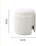 Modern Round Ottoman with Soft Padded Seat, Multifunctional Vanity Chairs for Makeup, Upholstered Footrest Stool Ottoman Foot Stool for Living Room Bedroom (A,C)