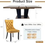 HomVent 5 Piece Extendable Dining Table Set for 4 with Chairs, 63"-78.7" 4 Person Dining Room Table Sets for 4-10 People, Wood Rectangle Farmhouse Expandable Kitchen Table Chairs Set of 4, Dinner Set