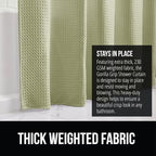 GORILLA GRIP Waffle Shower Curtain, Thick Weighted Fabric, Wrinkle and Rust Resistant, Classic Hotel Quality Design, Heavy Duty Long Curtains for Bathroom Showers, Bath Tubs, Machine Wash, 72x72, Sage