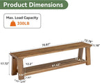 70.87" Long Solid Wood Dining Bench | Farmhouse Kitchen Bench with Storage Shelf for Dining Room, Kitchen, Entryway, Bedroom, Easy to Assemble