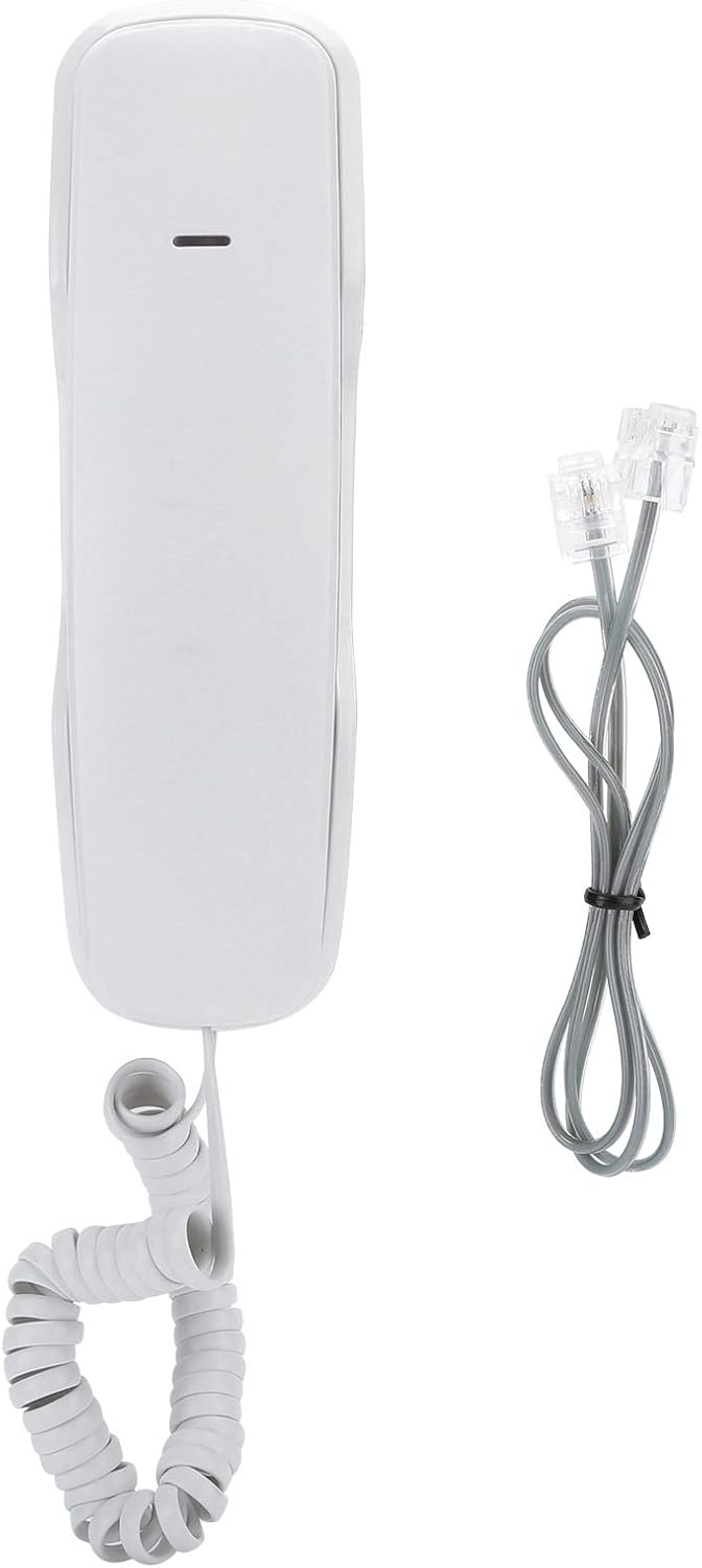 Upgrade A061 White Table Wall Mounting Extension Telephone Corded Phone Desk Phone with One Key Re Dial Save Space for Home Business