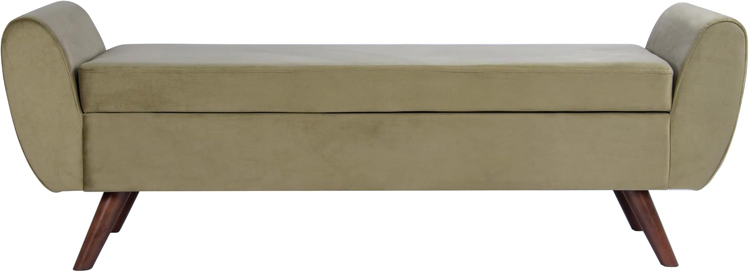 HomePop 60" Modern Storage Bench with Wood Legs - Light Sage Green Velvet