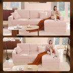 GOSUHI 113" L-Shaped Cloud Couch, Modular Sectional, Deep Seats, Pink | Pocket Spring Cushions, Oversized 3-Seater, Right Facing Chaise, Corduroy Upholstery Couches for Living Room