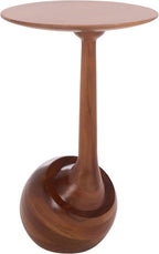 SAFAVIEH Home Collection - Irachi Solid Wood Accent Table with Sculptural Round Base in Walnut Finish, Modern Side Table, Fully Assembled (ACC3227A)