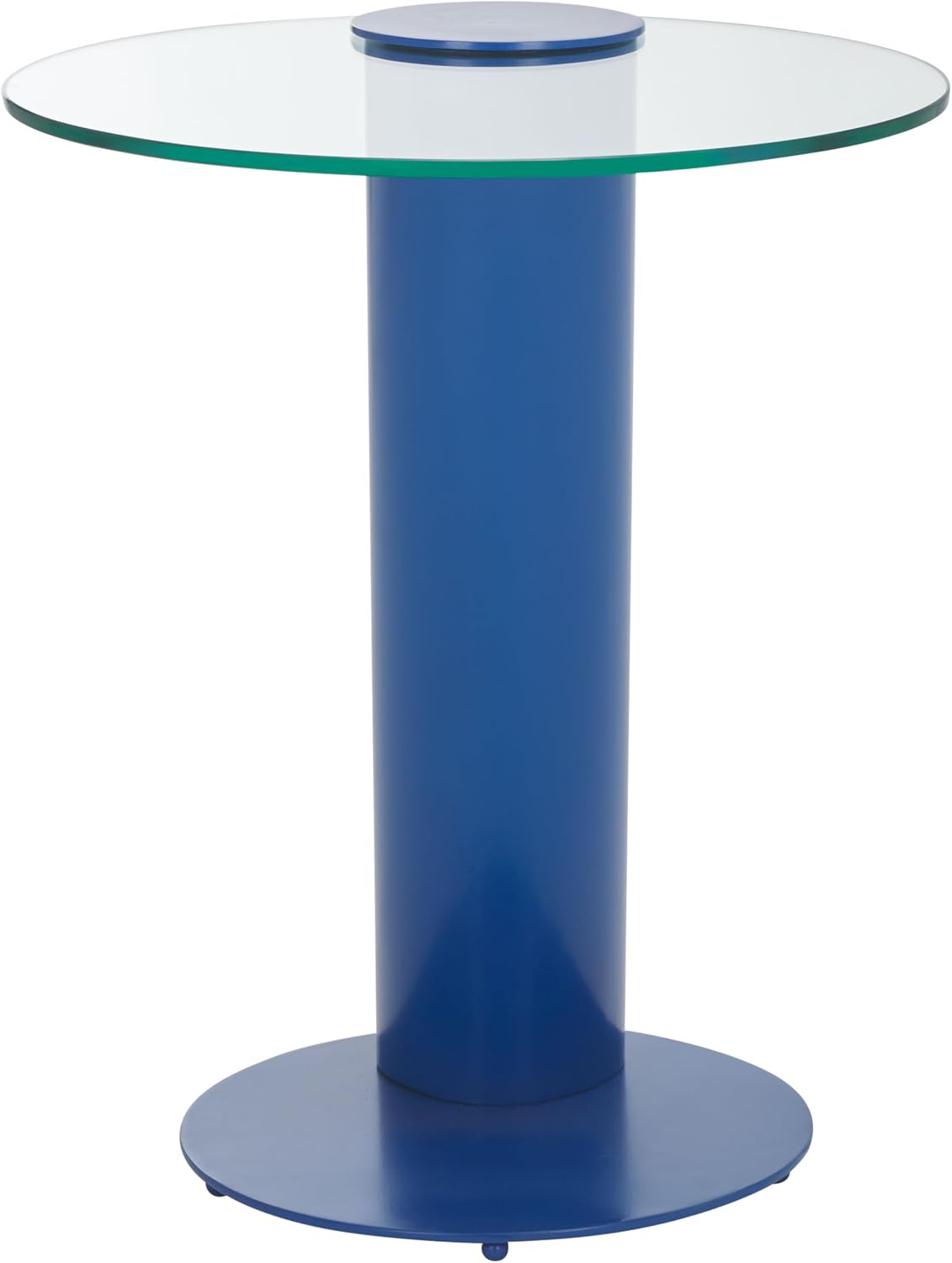 SAFAVIEH Couture Collection - Richardson Blue Metal Accent Table, Sculptural Modern Side Table, Round Glass Top Design (SFV6804C)