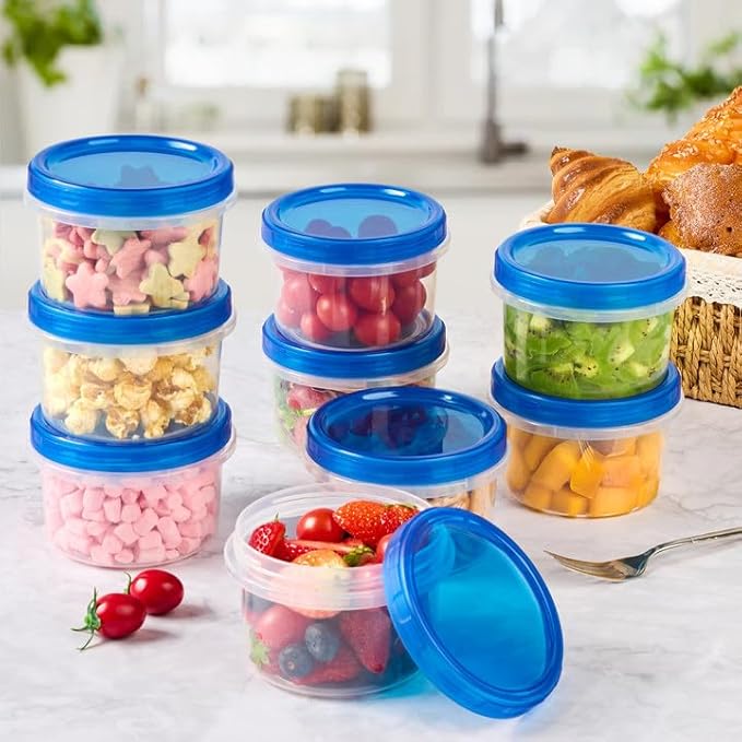 16 oz Freezer Storage Containers with Twist Top Lids, 10 Pack Reusable Meal Prep Containers Plastic Stackable Leakproof Food Storage Containers for Sauce Salad Leftover Oats