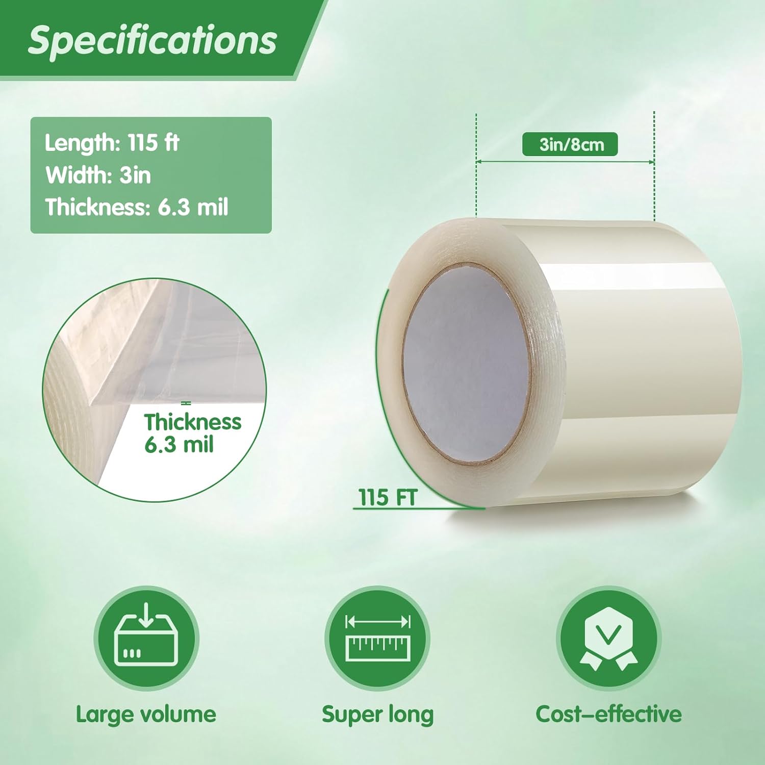 DGSL Greenhouse Repair Tapes, 3" x115' Greenhouses Cover Plastic Sheeting Tape, 6.3 mil Thickness Clear Greenhouse Plastic Tape for Seaming and Sealing