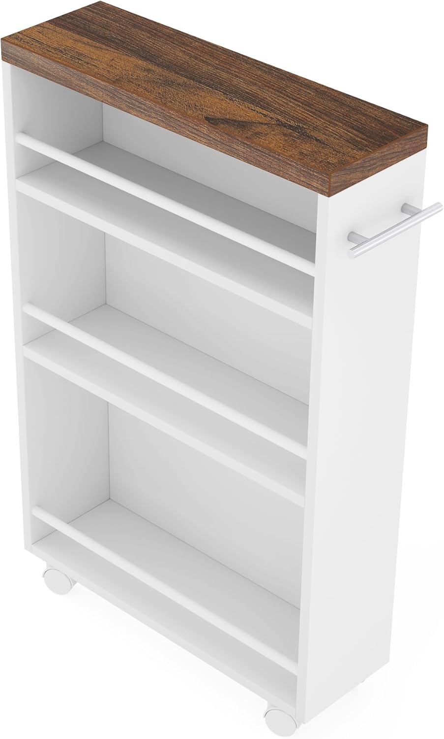 Tribesigns Slim Storage Cart, Rolling Narrow Kitchen Cart on Wheels for Small Place, 4-Tier Slide Out Slim Utility Cart Skinny Laundry Cart with Handle for Kitchen, Bathroom, Laundry