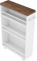 Tribesigns Slim Storage Cart, Rolling Narrow Kitchen Cart on Wheels for Small Place, 4-Tier Slide Out Slim Utility Cart Skinny Laundry Cart with Handle for Kitchen, Bathroom, Laundry