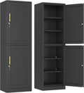 Ckzbx Metal Locker Tall Narrow Storage Cabinet, 67" H Locking Tool File Cabinets Snack Locker Organizer for School Classroom,Bedroom,Gym Home Office,Entryway and Hallway (20" W 2Door Black)