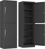 Ckzbx Metal Locker Tall Narrow Storage Cabinet, 67" H Locking Tool File Cabinets Snack Locker Organizer for School Classroom,Bedroom,Gym Home Office,Entryway and Hallway (20" W 2Door Black)