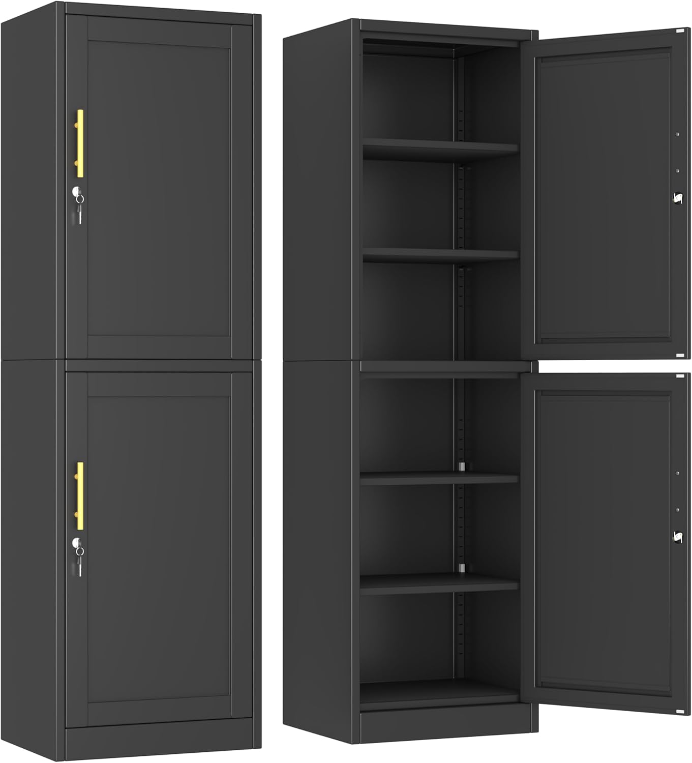 Ckzbx Metal Locker Tall Narrow Storage Cabinet, 67" H Locking Tool File Cabinets Snack Locker Organizer for School Classroom,Bedroom,Gym Home Office,Entryway and Hallway (20" W 2Door Black)