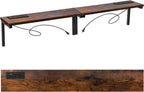 70.8" Narrow Console Table with Outlet, 5.9" Sofa Table Behind Couch Wall Mounted, 2 Pack with 4 Power Outlets 4 USB-C Ports 4.9ft Cord for Entryway, Hallway, Living Room, Rustic Brown