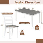 GIANTEX 7-Piece Dining Table Set for 6, Rectangular 60-inches Kitchen Table and 6 Dining Chairs with Rubber Wood Legs, Protective Foot Pads, Farmhouse Dinette Set for Dining Room, Restaurant (Gray)