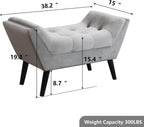 Andeworld Upholstered Tufted Small Cute Bench Ottoman for Entryway Foyer Bathroom Vanity Bedroom (One Seater, Velvet Grey)