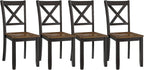 ROME + OAK X-Back Farmhouse Wooden Armless Dining Chairs in Black/Dark Brown, Set of 4 - Indoor Home Kitchen Seating Furniture