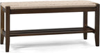 VINGLI Boho Storage Bench, Rattan Entryway Bench with Natural Woven Seat & Wood Frame, Dining Wicker Bench Indoor Bedroom Bench for End of Bed, Dining Room, Living Room and Hallway, Walnut, 39.8 Inch