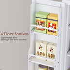 PAOFIN 75" H Metal Storage Cabinet, Pantry with 6 Door Shelves and 4 Adjustable Shelves, Leveling Foot for Kitchen, Living Room and Dinning Room, White
