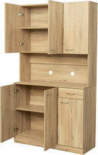 71" Tall Kitchen Pantry Cabinet,Sideboard Buffet Cabinet with 6 Doors and Shelves,Kitchen Island with Microwave Stand,Kitchen Hutch Storage Cabinet with 1 Drawer for Kitchen,Kitchen Cabinet (Oak)