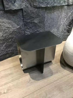 Modern Stainless Steel Side Table, Minimalist Storage Coffee Table,Accent Table，Curved Design, for Living Room, Office (Silver)