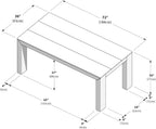 Plank+Beam 72" Modern Rectangular Dining Table, Solid Pine Wood Kitchen & Dining Room Table for 6, Black Finish