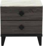 Two-Tone Finish Nightstand with 2 Drawers, Foil Grey,for Small Spaces