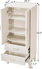 MERITLINE 53.5" Tall Kitchen Pantry Cabinet with Doors & Drawers, Mid Century Modern Sideboard Buffet Storage for Living Room, Entryway, Hallway & Garage (Antique White)