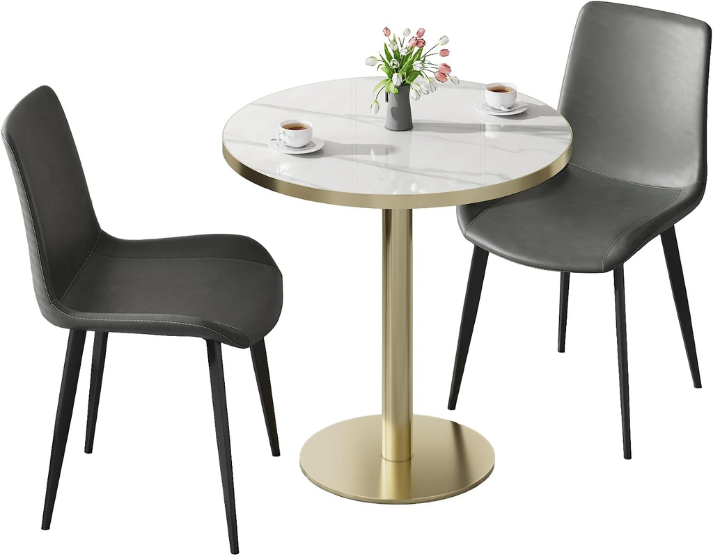 Round Modern Dinning 31.5 inches Bistro Table Tulip with Faux Marble top,Easy Assemble,Sturdy Metal Frame Diameter