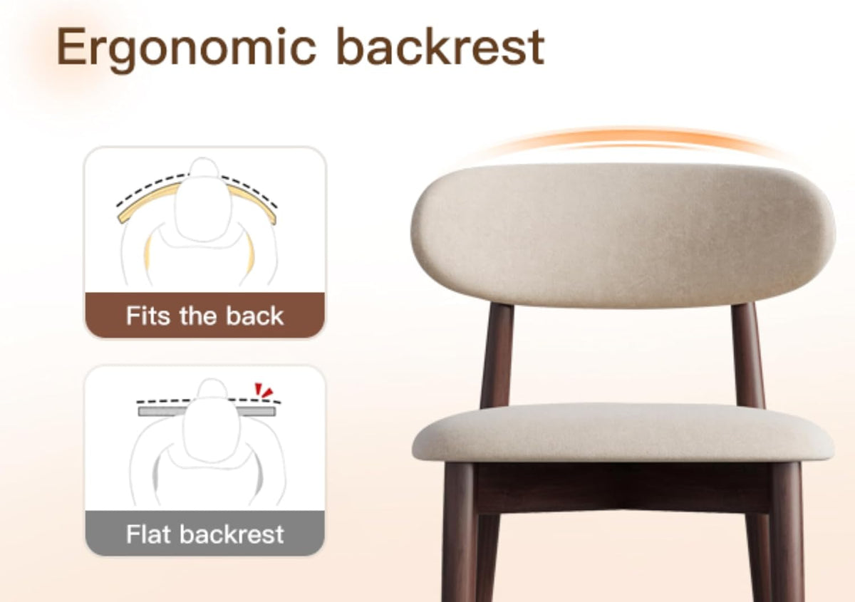 Wood Dining Chairs Set of 2, Modern Kitchen Chair, Upholstered Dining Chair with Ergonomic Backrest and Non-Slip Foot Pads, Farmhouse Dining Chairs Very Strong (Beige)