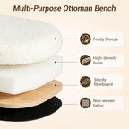 Ottoman with Storage 45.5" Storage Ottoman Bench White | Teddy Upholstered Entryway Bench Hidden Storage, No Assembly, Cozy, for Living Room, Bedroom, Apartment