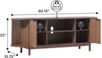 Walker Edison Chloe Curved Reeded TV Stand, Sliding Doors, 65 Inch, 60 inch, Mocha