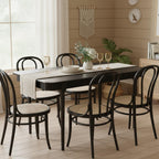 LukeAlon 63-inch Solid Wood Dining Table for 4-6, Mid-Century Modern Kitchen Table, Farmhouse Dining Table for Kitchen, Dining Room, Living Room, Large Tabletop, Black