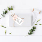 Andaz Press 100-Pack Thank You for Celebrating with Us Favor Tags Coral Brushed Watercolor Cardstock Gift Tags with Bakers Twine for Wedding Baby Shower Bridal Shower Party Favors 2 x 3.75-Inches