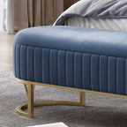 Modern Storage Bench Upholstered Bedside Stool with Metal Legs Modern for Living Room Entryway Entryway(Blue,Medium)