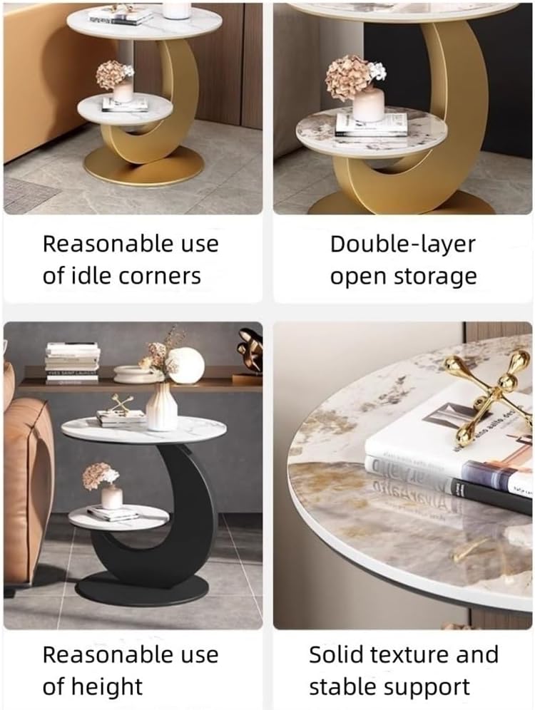 Side Tables Living Room, Corner Table, Bed Side Table, Accent Tables Living Room, Bedroom Side Table, Bedroom Couch for Small Rooms End Table(Gold,50cm-19.7in)