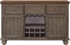 Rustic Two Tone Server with Powerpack Gray Solid Wood MDF | Includes powerpack for integrated lighting and storage