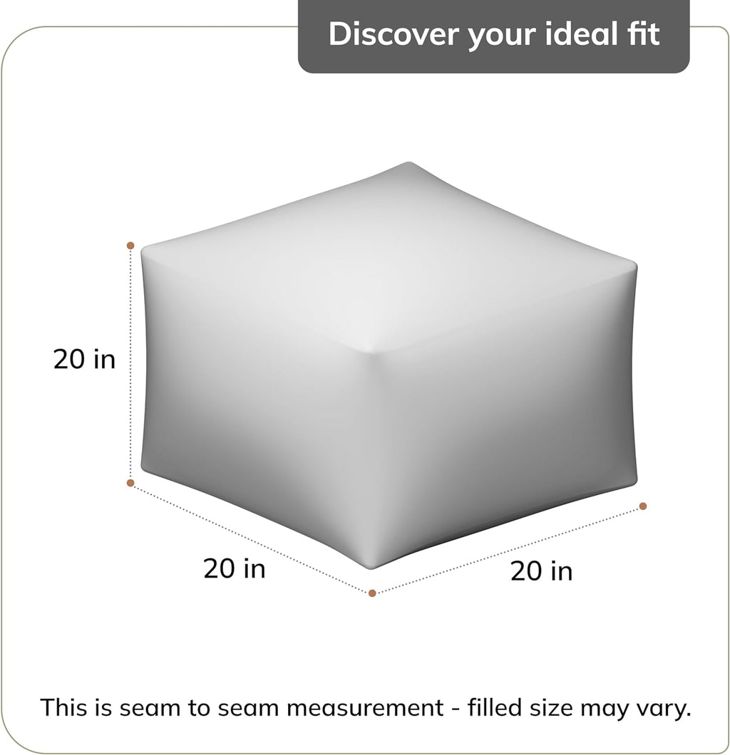 Anji Mountain 20" H x 20" W Handmade Pouf Ottoman for Living Room & Couch | Soft & Fluffy Ottoman Pouf, Lightweight, Decorative Floor Pouf Seating for Bedroom & Home Décor Accent, Sea Mist