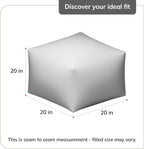 Anji Mountain 20" H x 20" W Handmade Pouf Ottoman for Living Room & Couch | Soft & Fluffy Ottoman Pouf, Lightweight, Decorative Floor Pouf Seating for Bedroom & Home Décor Accent, Sea Mist