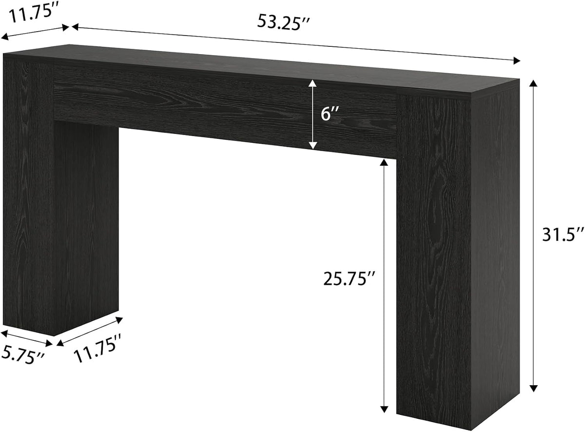 Epecoya 53 Inch Black Farmhouse Console Table for Entryway Hallway | Small Entryway Table, Wood Black Finish, Behind Sofa Couch, Easy Assembly, Display Decor, 12"D x 53.25"W x 31.5"H