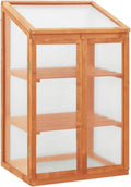Wooden Garden Greenhouse，Wood Raised Plants Bed Raised Flower Planter Box, Garden Wood Cold Frame Greenhouse Flower Planter, Brown 23.6"x17.7"x39.4" Firwood,-680