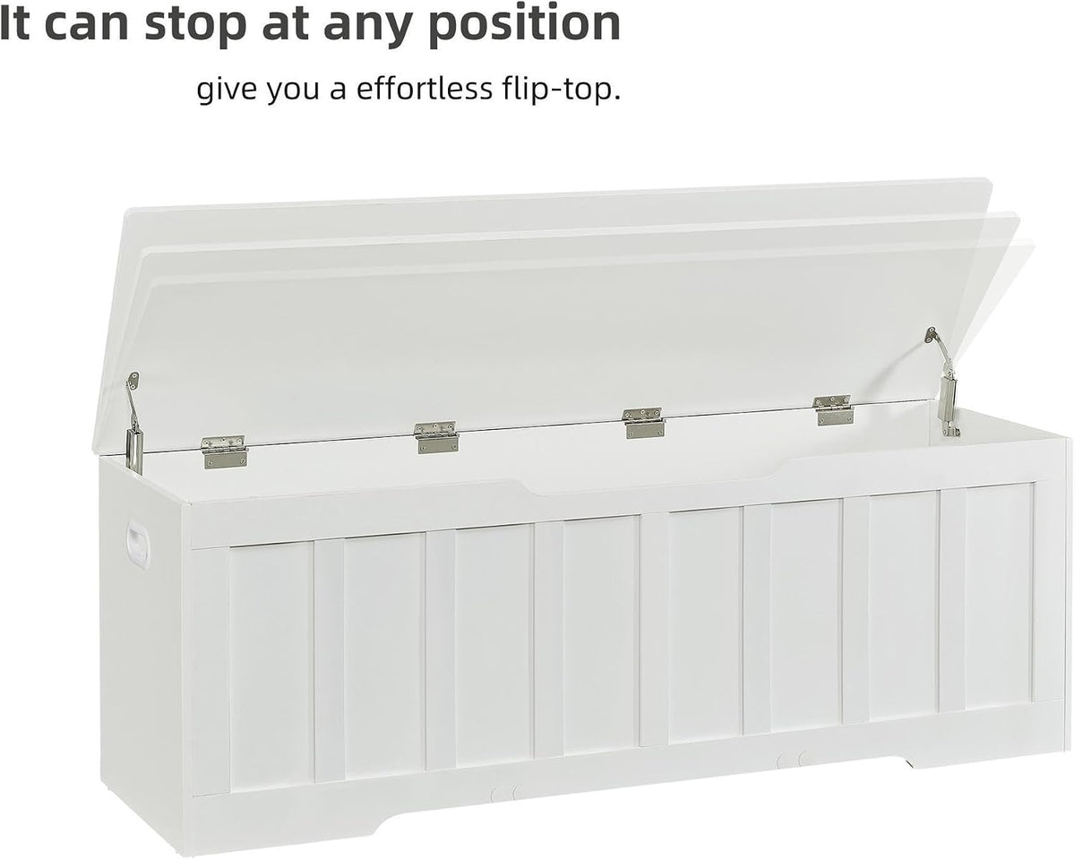 VANKILEY 51.2" Storage Chest Extra Large,Wooden Storage Bench,White | Chest with 2 Safety Hinges, 51.2*15.7*19.1inches, Wooden Trunk for Bedroom, Livingroom,Entryway,Easy Assembly.