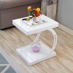 Telephone Table, Sofa Side Table,Coffee Table,Corner Table,Bedroom Bedside Table,Storage Shelf,Telephone Table,Tempered Glass Table Top(White