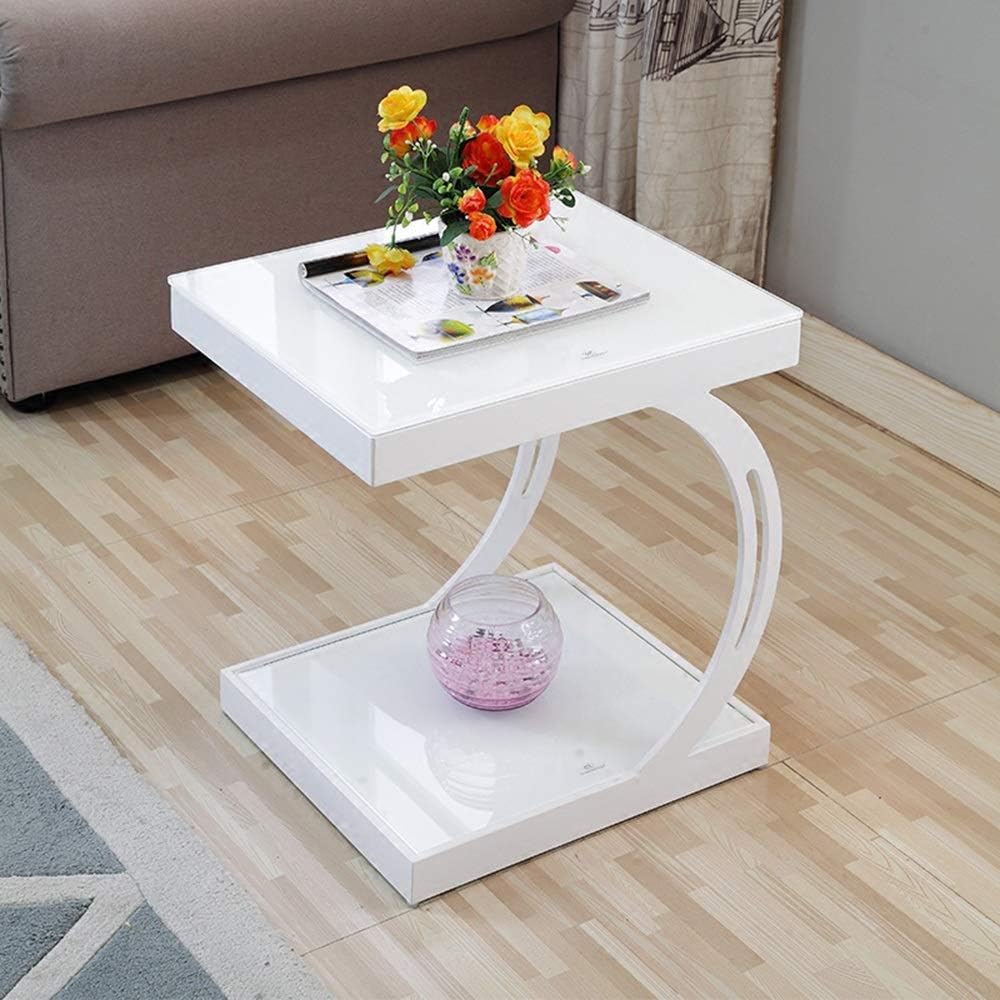 Telephone Table, Sofa Side Table,Coffee Table,Corner Table,Bedroom Bedside Table,Storage Shelf,Telephone Table,Tempered Glass Table Top(White