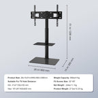 VEVOR TV Stand Mount, Adjustable Swivel Floor Stand for 32-65 Inch TVs, Portable with Tempered Glass Base, Height Adjustable for Living Room or Bedroom
