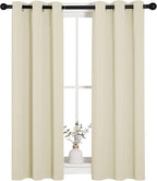 NICETOWN Room Darkening Short Curtain Panels for Small Window, Beige, 2 Panels, W29 x L40 -Inch, Thermal Insulated Grommet Room Darkening Draperies/Drapes for Window
