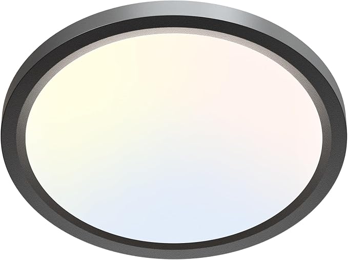 zemty LED Ceiling Light Fixture, 6.5-Inch 12W 1200lm Small Flush Mount Light, Adjustable 3000K 4000K 6500K Color Temperatures, Round Flat Recessed Lamp for Kitchen Closet Hallway Laundry, Black