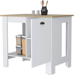 Kitchen Island with Single Door and Lower Open Shelf | Includes single door with two interior shelves and open-side shelf for storage