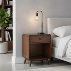 Starlight Canyon Home Brown Wooden Nightstand with Drawer - 1 Drawer Side Table for Bedroom with Lower Shelf Storage for Living Room or Bedside Use