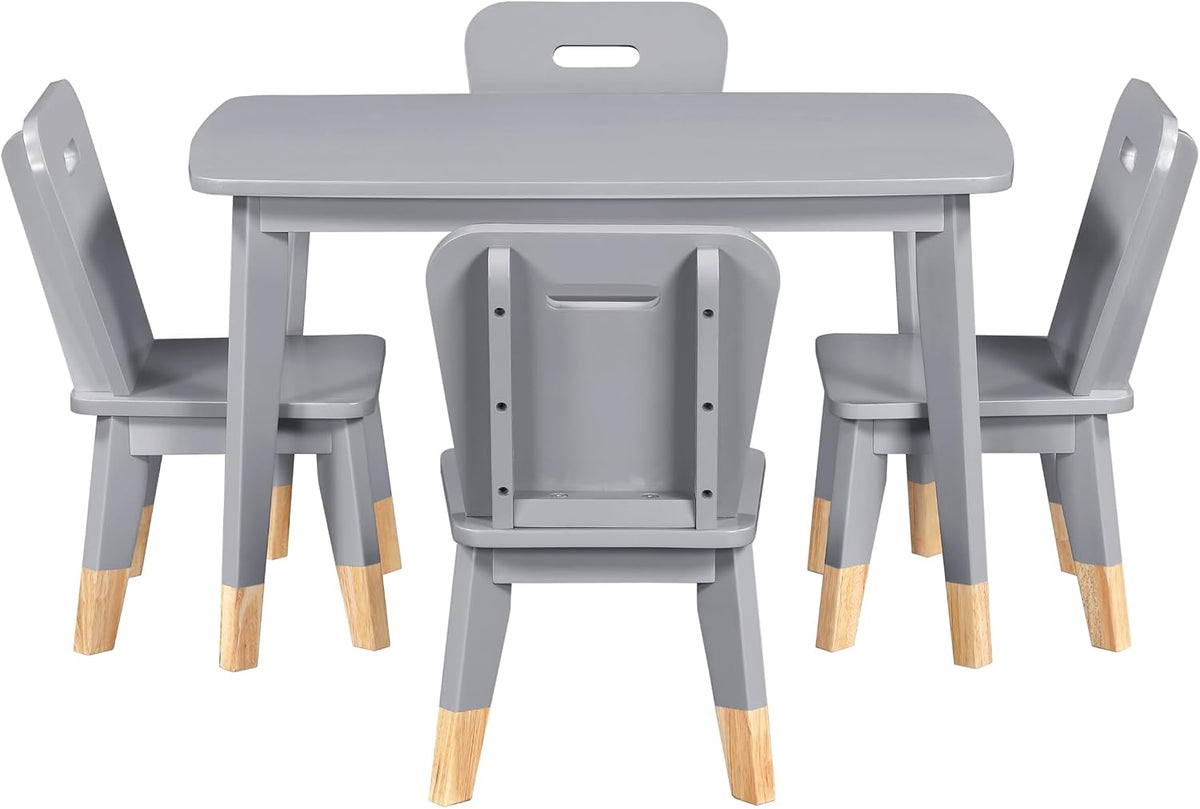 Polay Dining Table Set Kids Table and Chairs Wood Frame Play,A23 | Sturdy wood frame dining table set seats 4 children. Compact size for playrooms, kitchens, or bedrooms. Easy assembly re