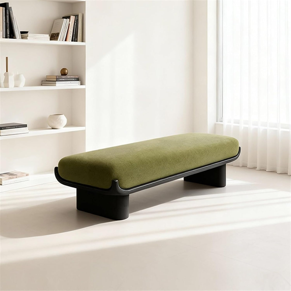 Modern Wooden and Fabric Long Shoe-Changing Bench for Living Room and Bed end Entryway(Small)